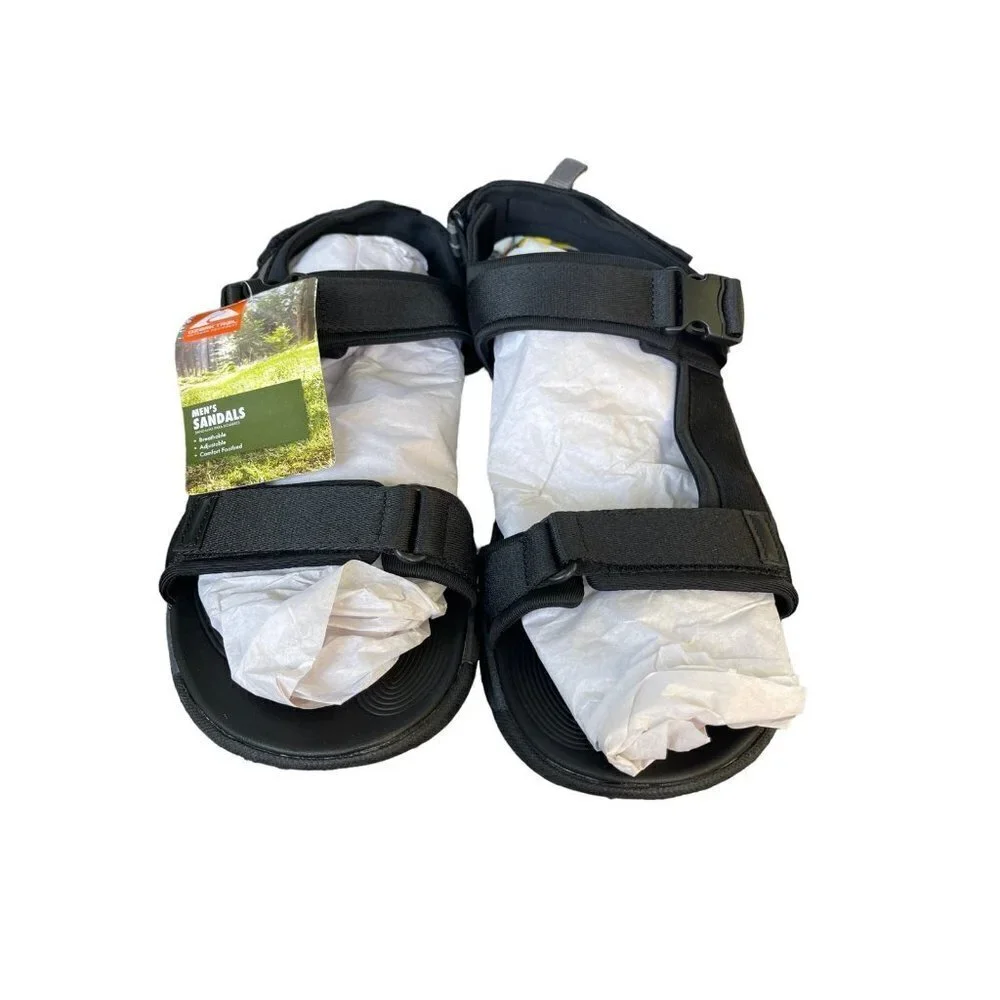 NEW Ozark Trail Men's SIZE 13 Outdoor Trek Ankle Strap Sandals Black